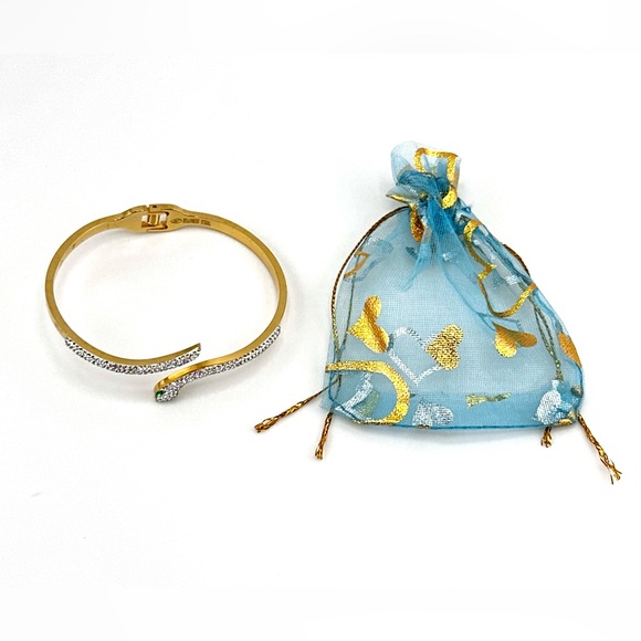 18K Gold Plated over Stainless Steel Bangle Snake Bracelet - Picture 5 of 5